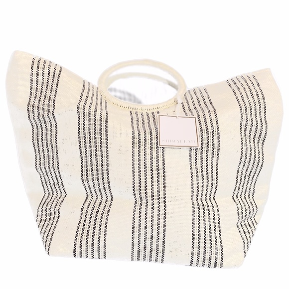 NWOT Shira Leah White Metallic Straw Tote - Picture 2 of 7